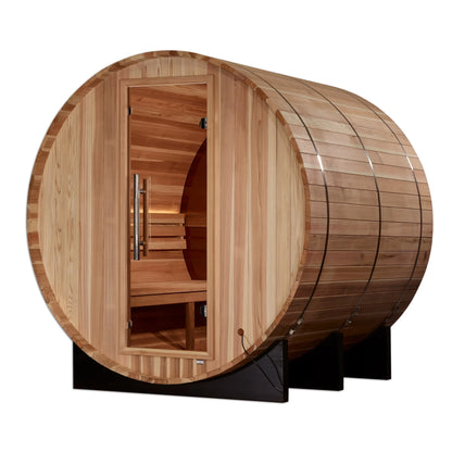 Zurich 4-Person Outdoor Barrel Sauna with Bronze Privacy Glass
