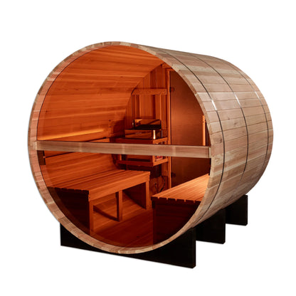 Zurich 4-Person Outdoor Barrel Sauna with Bronze Privacy Glass