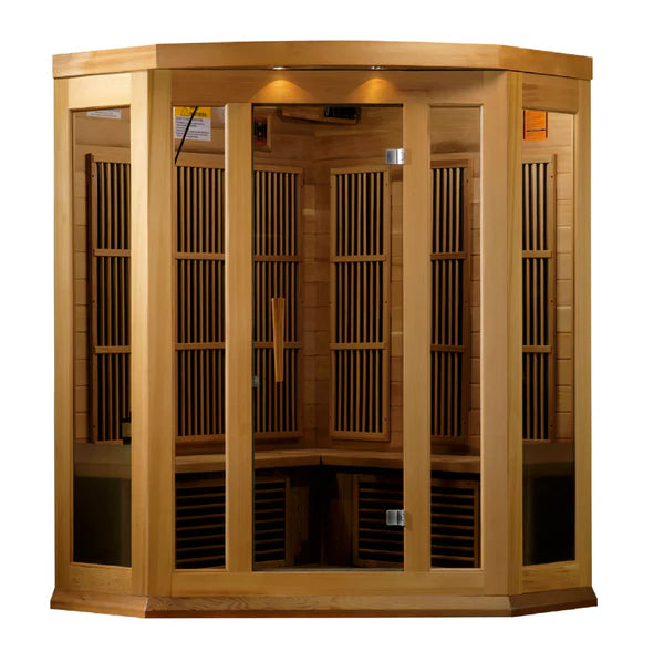 Avignon 3-Person Corner Near Zero EMF Infrared Sauna - Canadian Red Cedar