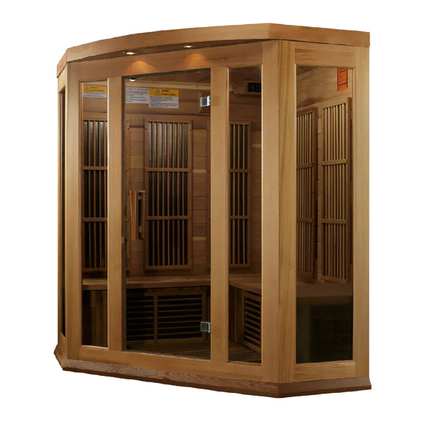Avignon 3-Person Corner Near Zero EMF Infrared Sauna - Canadian Red Cedar