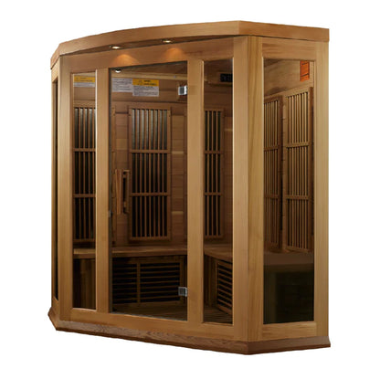 Avignon 3-Person Corner Near Zero EMF Infrared Sauna - Canadian Red Cedar