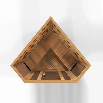 Avignon 3-Person Corner Near Zero EMF Infrared Sauna - Canadian Red Cedar