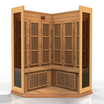 Avignon 3-Person Corner Near Zero EMF Infrared Sauna - Canadian Red Cedar