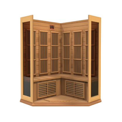 Avignon 3-Person Corner Near Zero EMF Infrared Sauna - Canadian Red Cedar